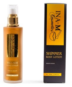 Glow Bronze Shimmer Lotion, Luminozitate și Bronzare pentru Decolteu 100 ml - INA M Cosmetics - imagine 3