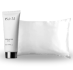 SET CADOU: PURE SILK RITUAL, Exfoliating Gel și Față de pernă din mătase naturală alb perlat - INA M by Oana Roman